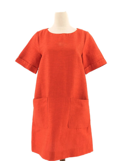 Excellent Max Mara Red Silk Dress Size M Knee-Length with Pockets