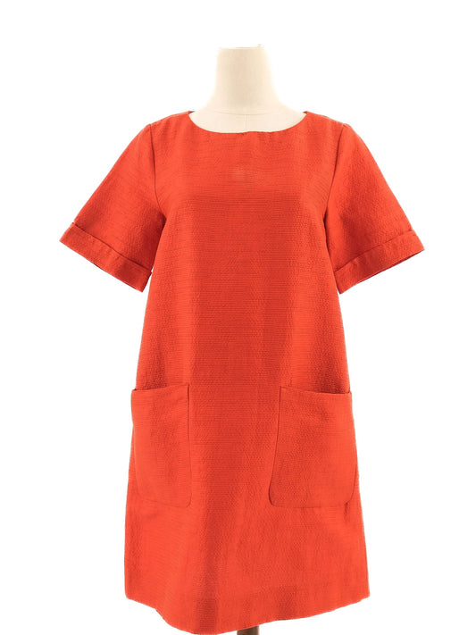 Excellent Max Mara Red Silk Dress Size M Knee-Length with Pockets