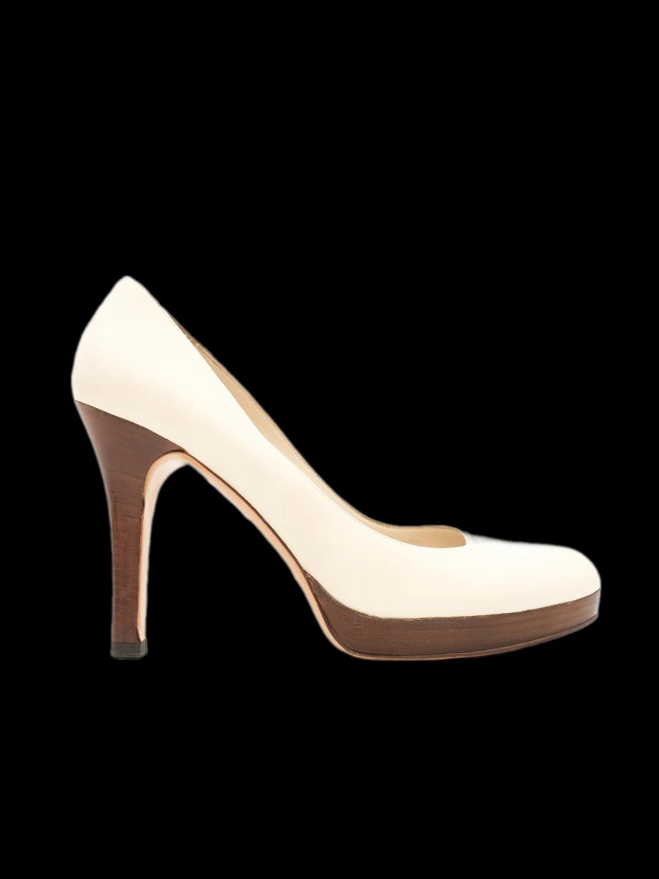 excellent gucci white leather high-heeled pumps size 40