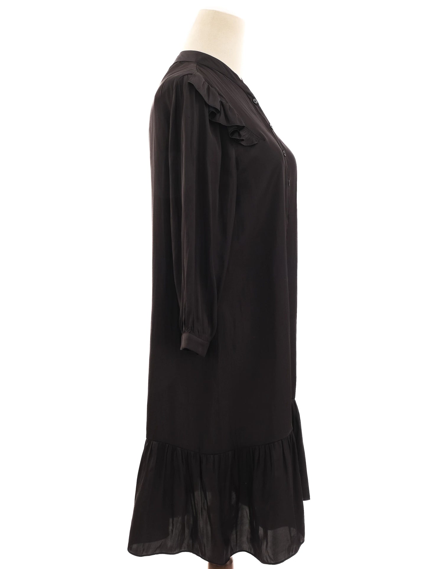 excellent zadig&voltaire black dress xs ruffled long sleeve