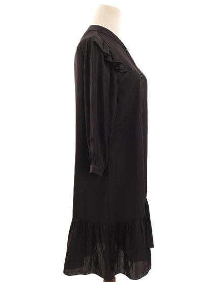 Excellent Zadig&Voltaire Black Dress XS Ruffled Long Sleeve