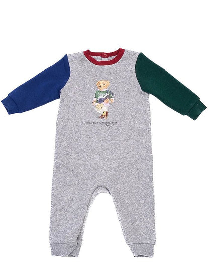 Ralph Lauren Gray Cotton Bear Jumpsuit for Kids Size 9 Months