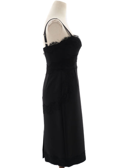 Excellent Elisabetta Franchi Black Dress with Lace Detail Size S