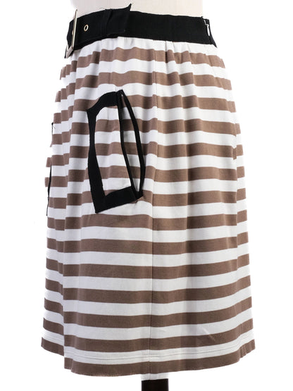 Excellent Moschino Striped Skirt Size M with Black Pockets & Buckle