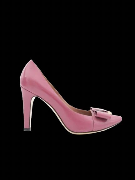 excellent emporio armani pink leather high heels size 37.5 with bow
