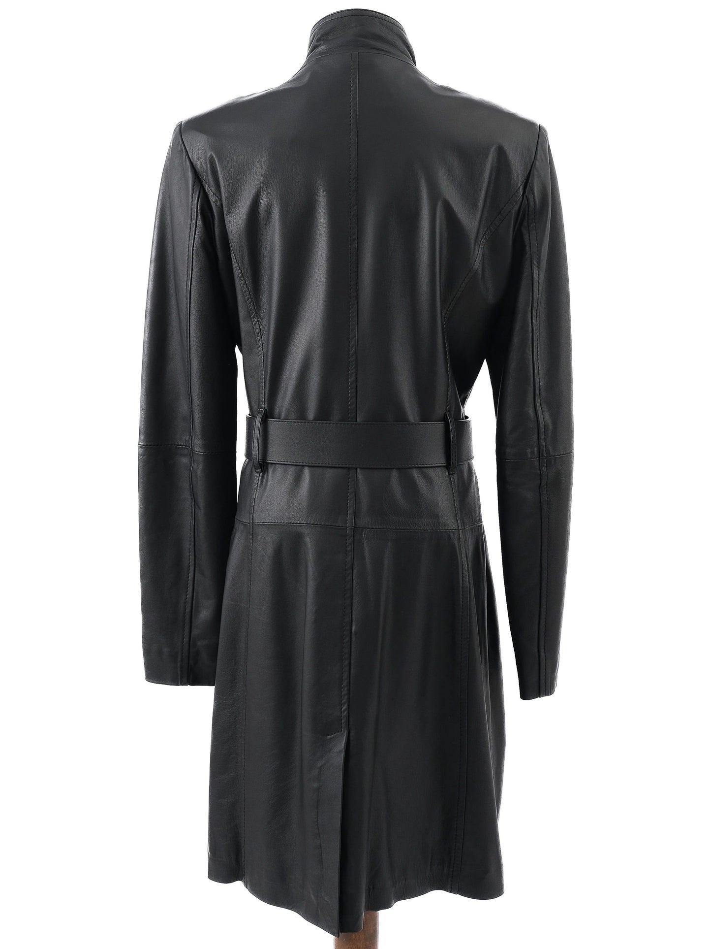excellent elisabetta franchi black leather coat size m
