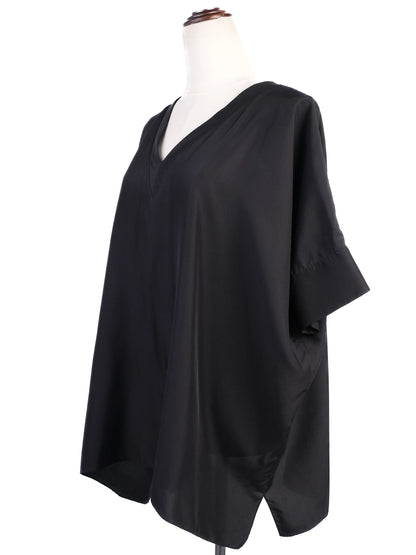 Excellent Cos Black Silk V-Neck Top Size M Wide Sleeves
