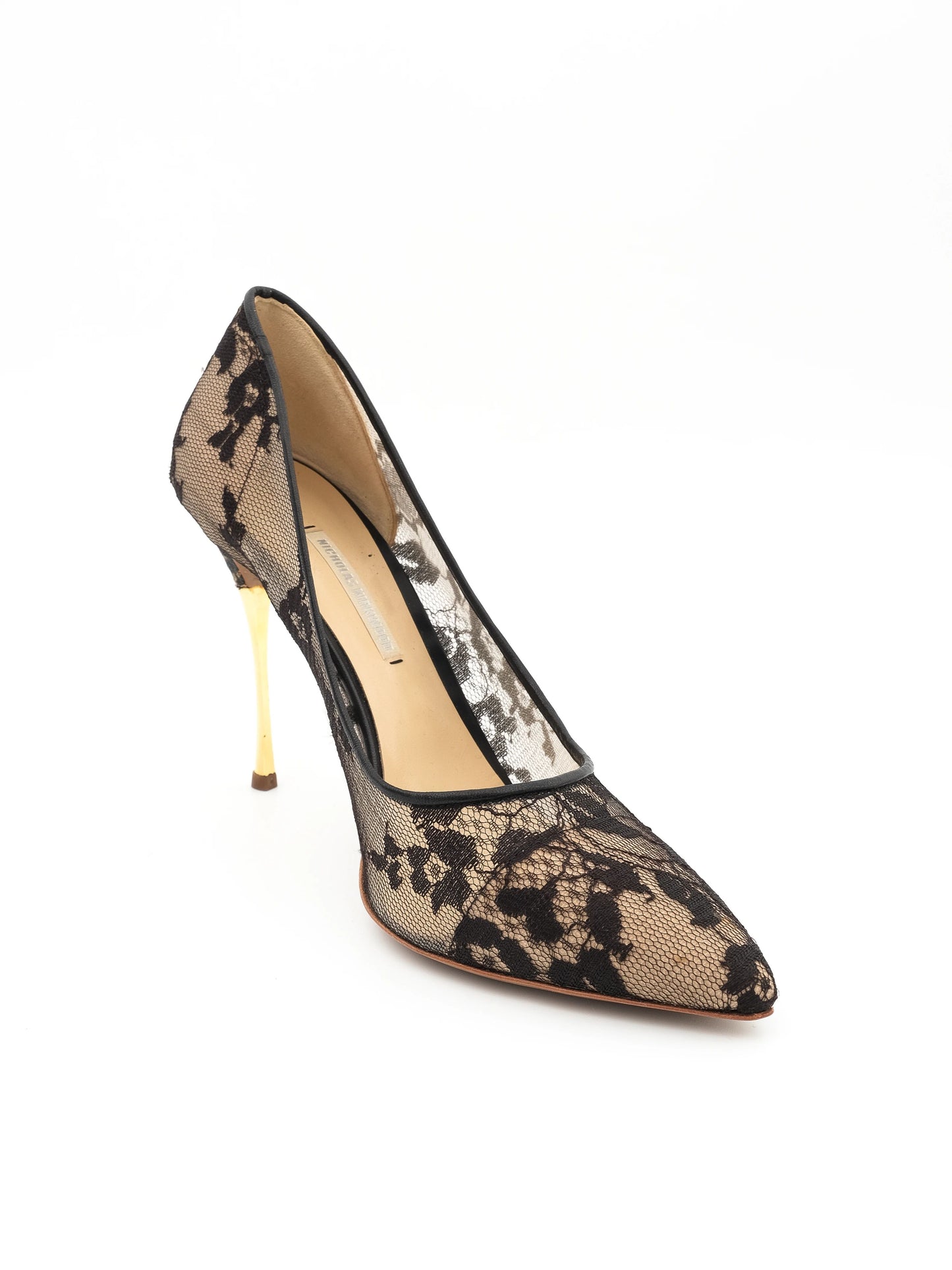 new nicholas kirkwood black lace high-heeled shoes size 40