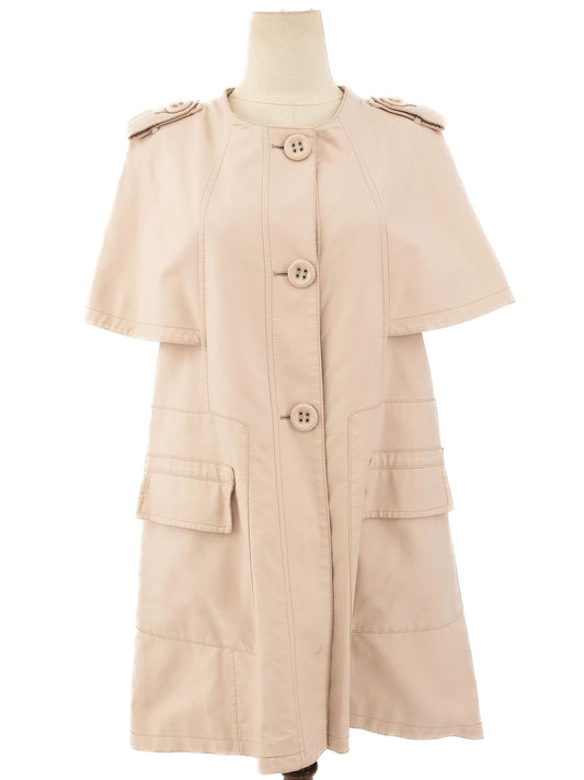 Excellent MaxCo Beige Short-Sleeved Cape Coat Size M