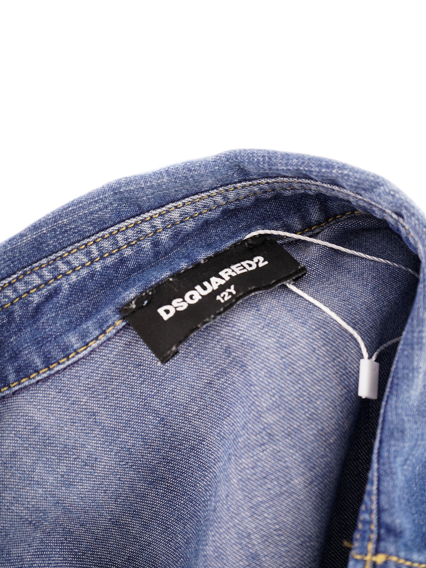 excellent dsquared2 blue denim dress size 12 with ruffled details