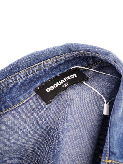 Excellent Dsquared2 Blue Denim Dress Size 12 with Ruffled Details