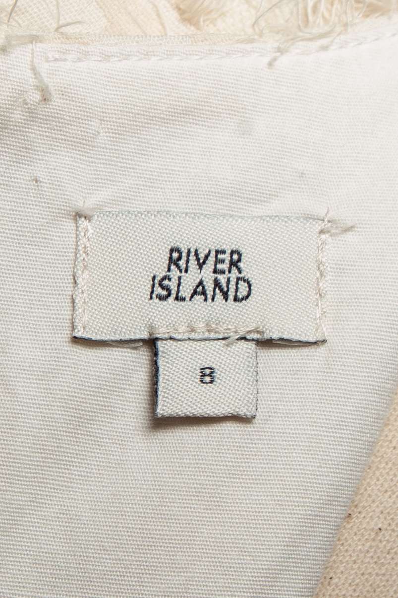 average river island white textured dress size xs polyester