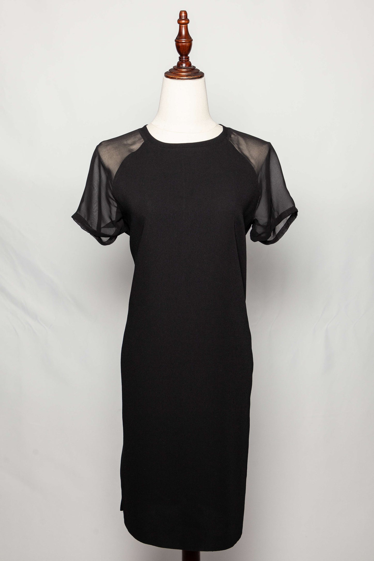 good vince black dress size s with sheer short sleeves