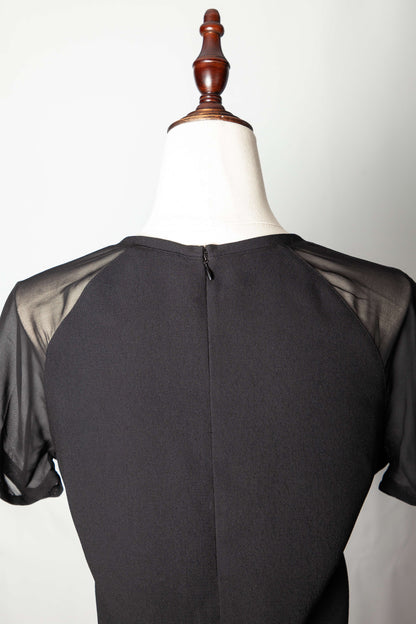 Good Vince Black Dress Size S with Sheer Short Sleeves