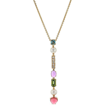Bulgari Allegra cultured pearls, topaz, amethyst, peridot, tourmaline, diamonds and gold necklace