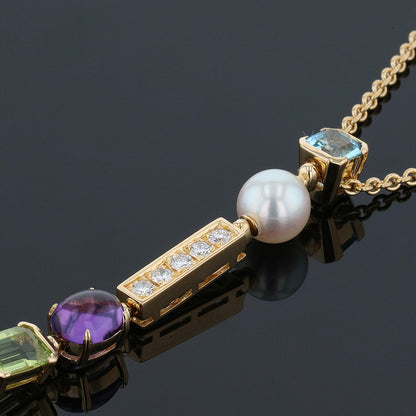 Bulgari Allegra cultured pearls, topaz, amethyst, peridot, tourmaline, diamonds and gold necklace
