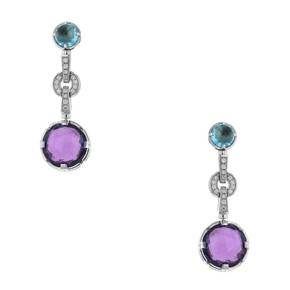 Bulgari Parentesi Cocktail amethyst, topaze, diamonds and gold earrings