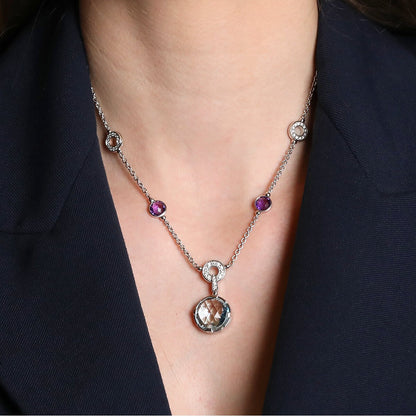 Bulgari Parentesi Cocktail diamonds, amethysts, blue topaze and gold necklace