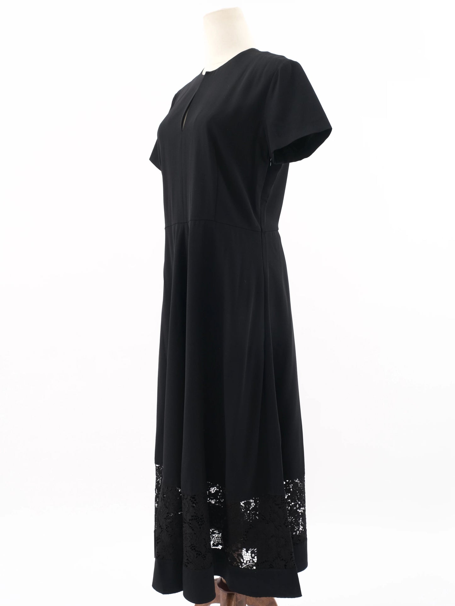 excellent marella black wool dress with lace detailing size n/a