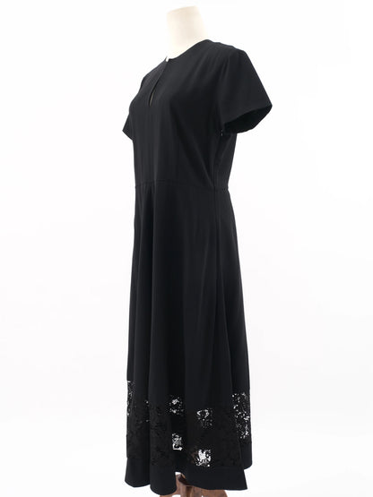 Excellent Marella Black Wool Dress with Lace Detailing Size N/A