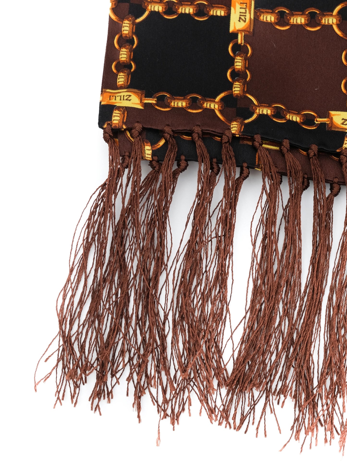 perfect zilli silk scarf brown black chain design made in france