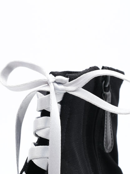 Vicini Black High-Heeled Shoes Size 38 with Lace-Up Detail