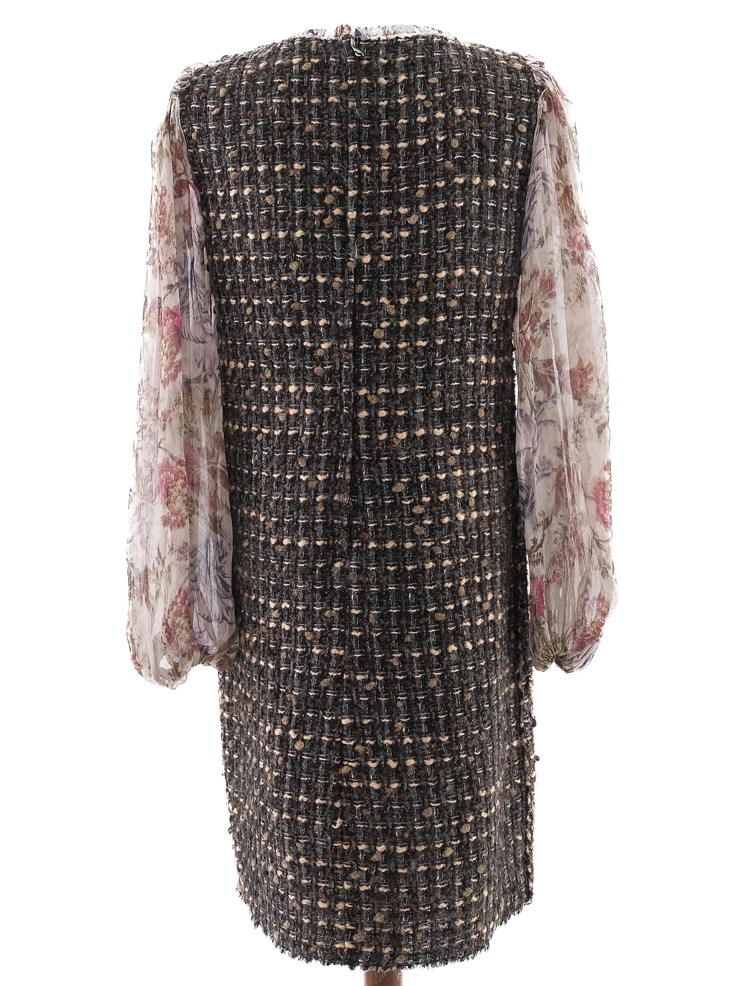 excellent dolce gabbana women's dress l wool combined color floral sleeves