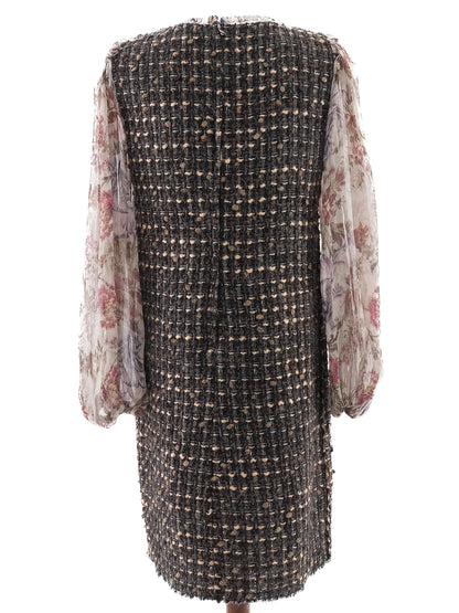 Excellent Dolce Gabbana Women's Dress L Wool Combined Color Floral Sleeves