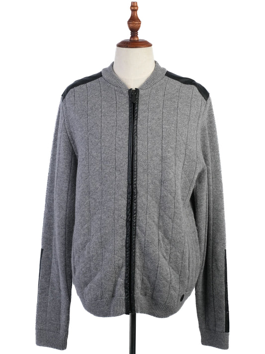 Excellent Trussardi Gray Wool Sweater Size L with Zipper Accents
