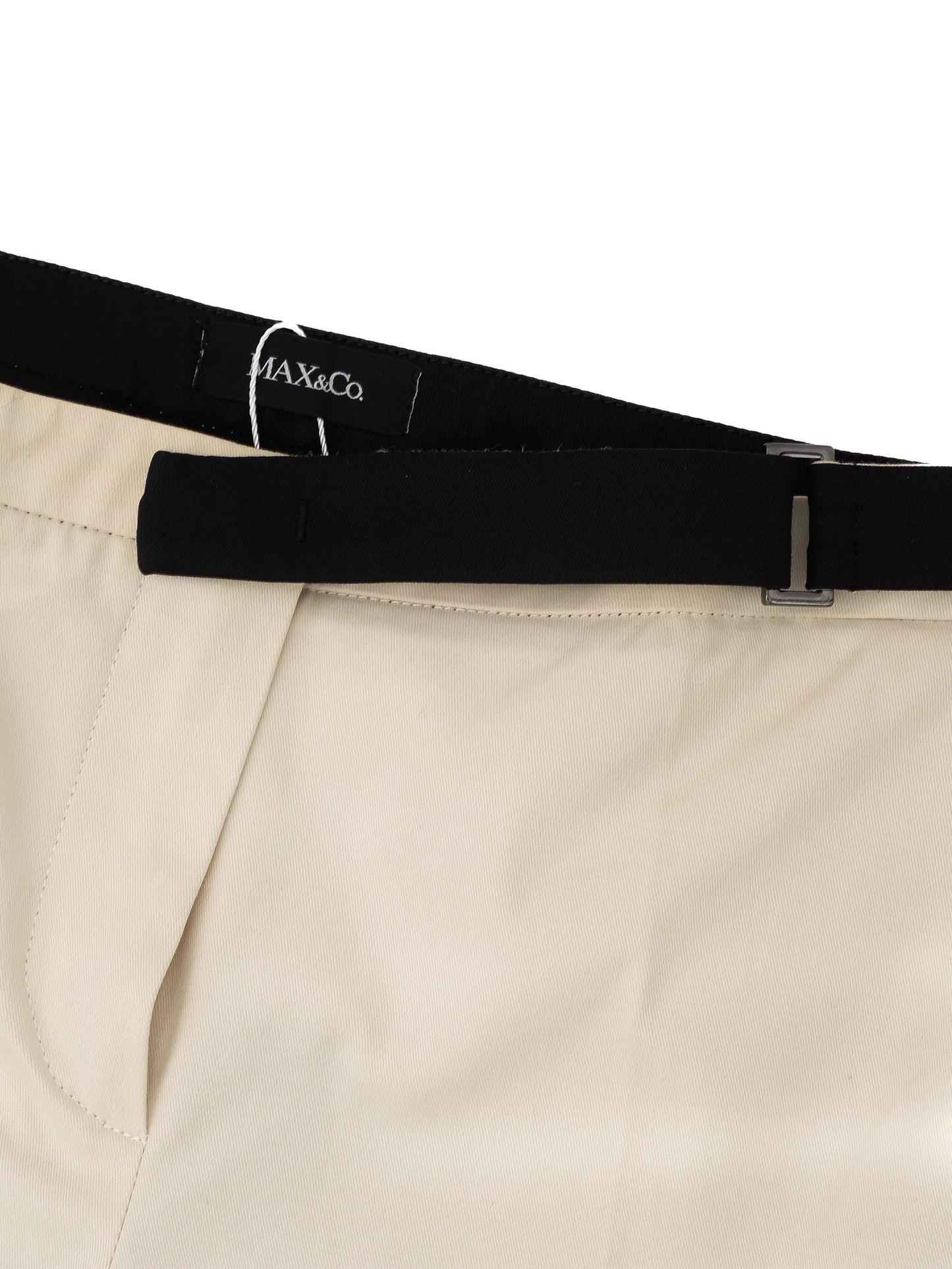 perfect maxco white pants with black belt for women