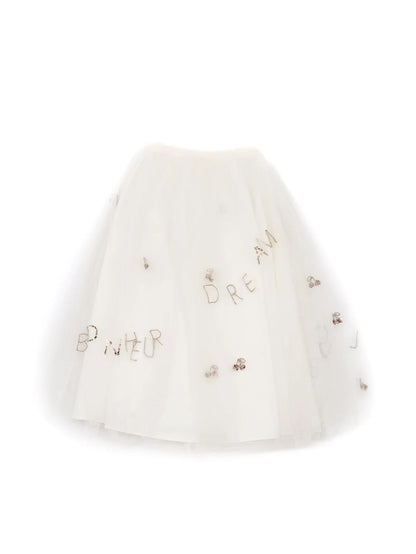 Excellent Bonpoint White Nylon Skirt Size 2 for Kids with Embellishments