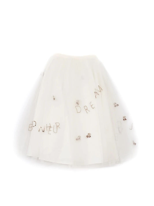 Excellent Bonpoint White Nylon Skirt Size 2 for Kids with Embellishments