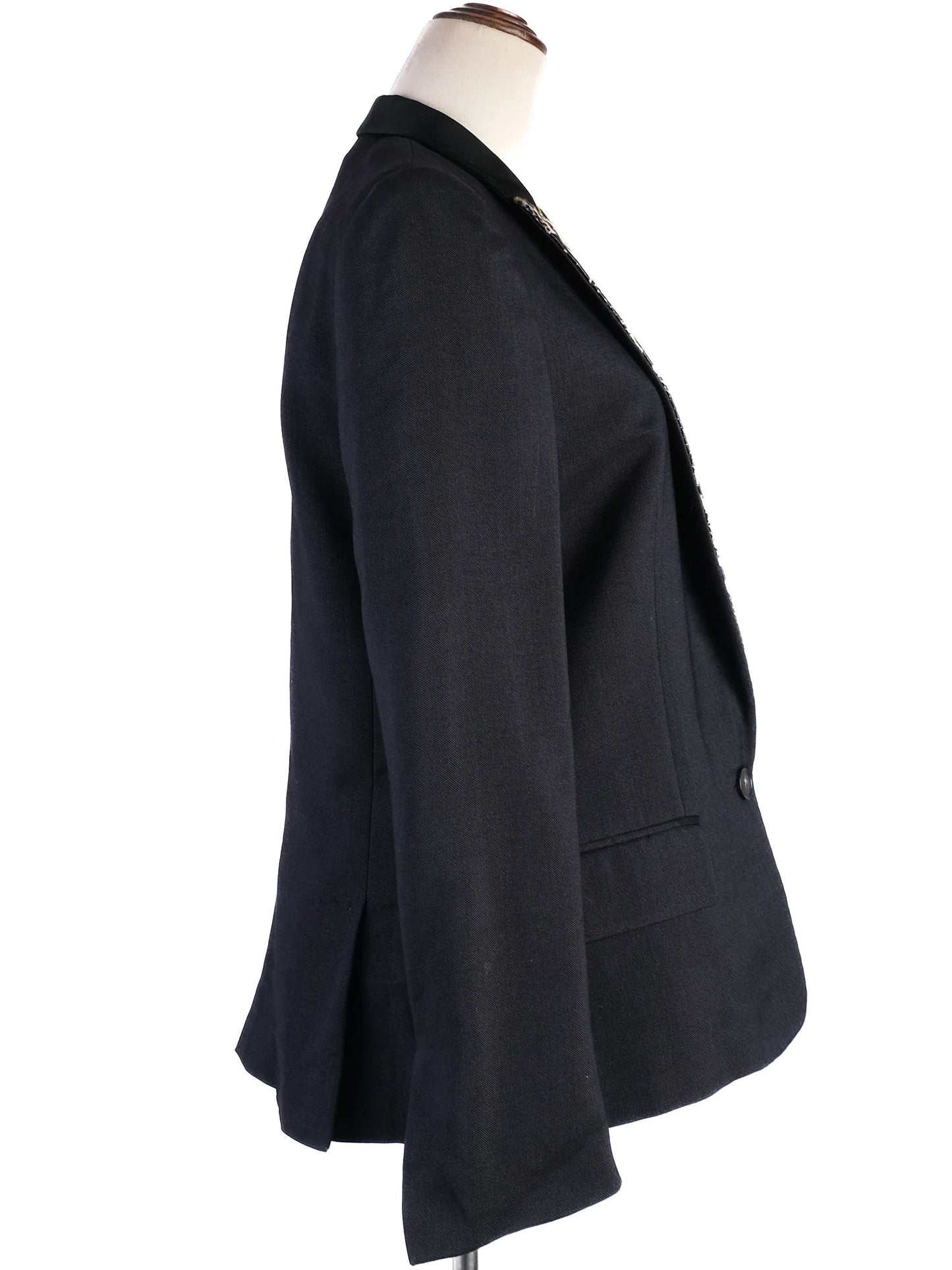 excellent stella mccartney black blazer wool snake print lapels
