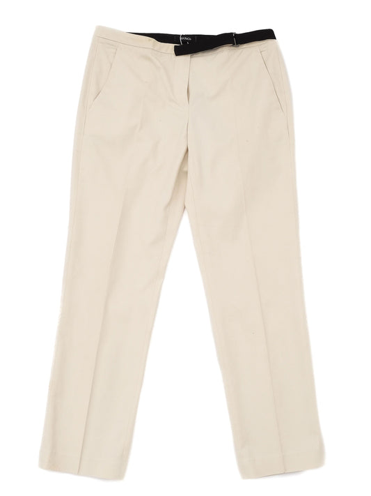 Perfect MaxCo White Pants with Black Belt for Women