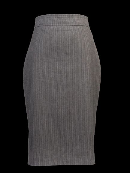 Excellent Reiss Gray Pencil Skirt M Polyester with Pinstripe
