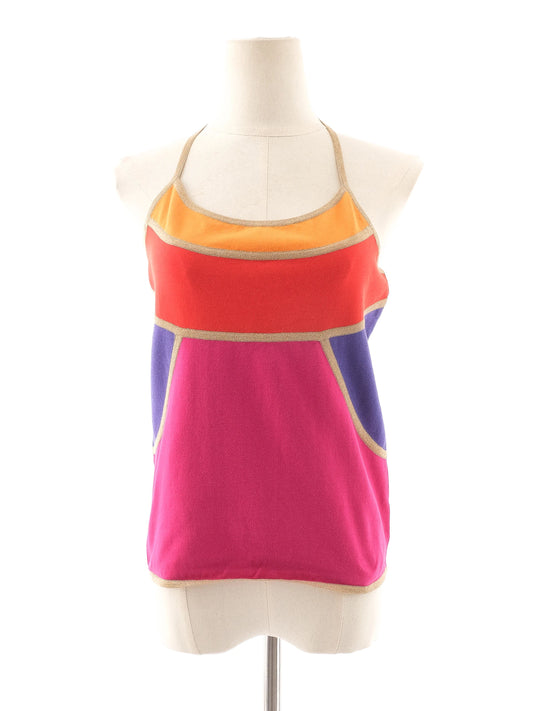 Excellent Escada Colorful Halter Top Combined Viscose Size M
