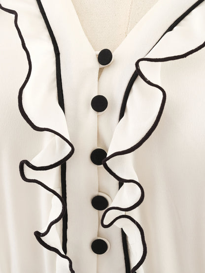 Self-Portrait White Dress with Black Details Size S Excellent Condition