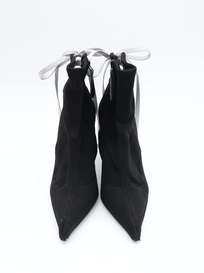 Vicini Black High-Heeled Shoes Size 38 with Lace-Up Detail