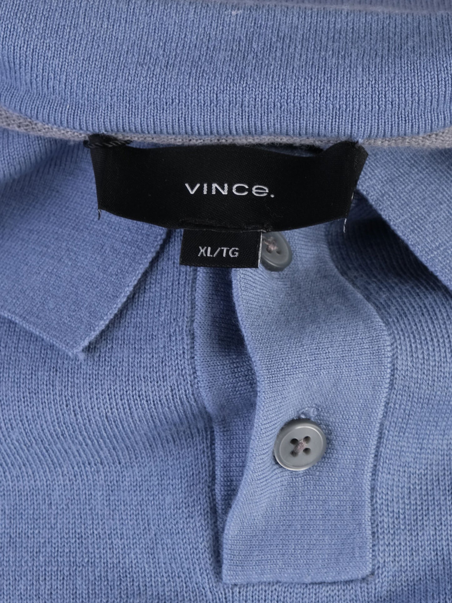 excellent vince blue wool long sleeve polo shirt size xl
