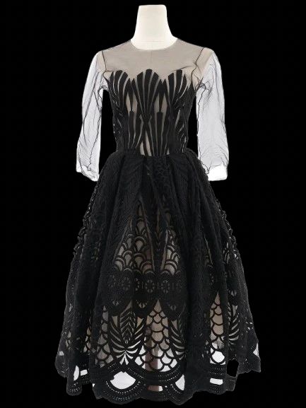 excellent bella potemkina black lace dress size m