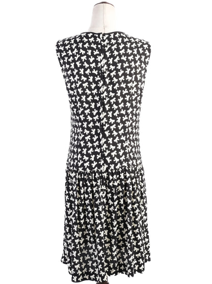 Excellent Red Valentino Black Dress XL with White Bird Print