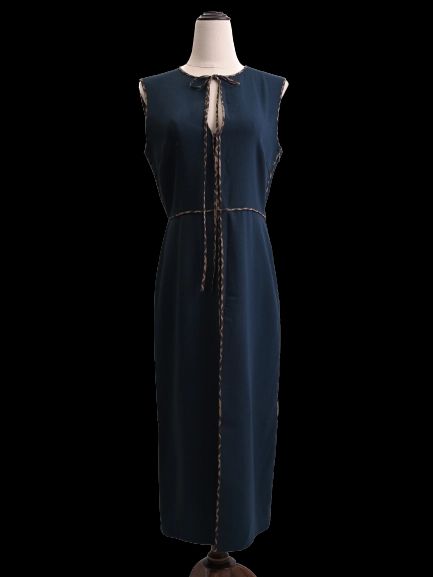 good fendi gray wool sleeveless dress with decorative trim