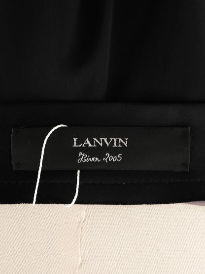 Excellent Lanvin Black Silk Skirt Size M with Sheer Overlay