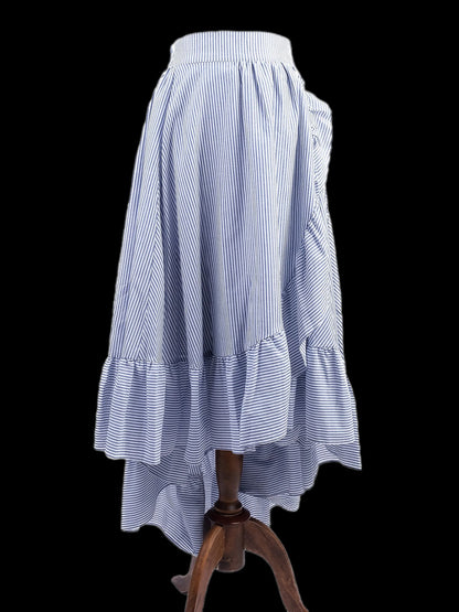 Excellent Maje Ruffled Skirt Blue White Stripes Size S