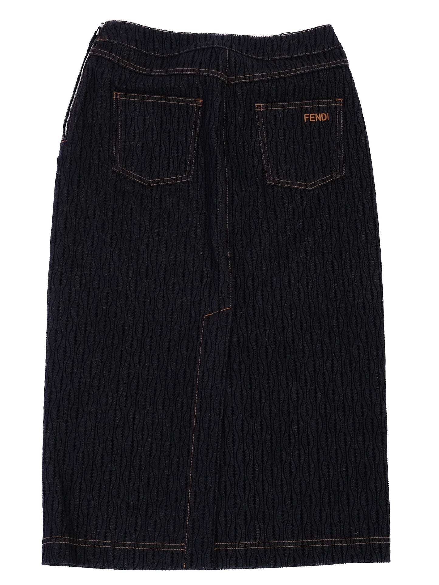 excellent fendi blue cotton women's skirt size s with logo