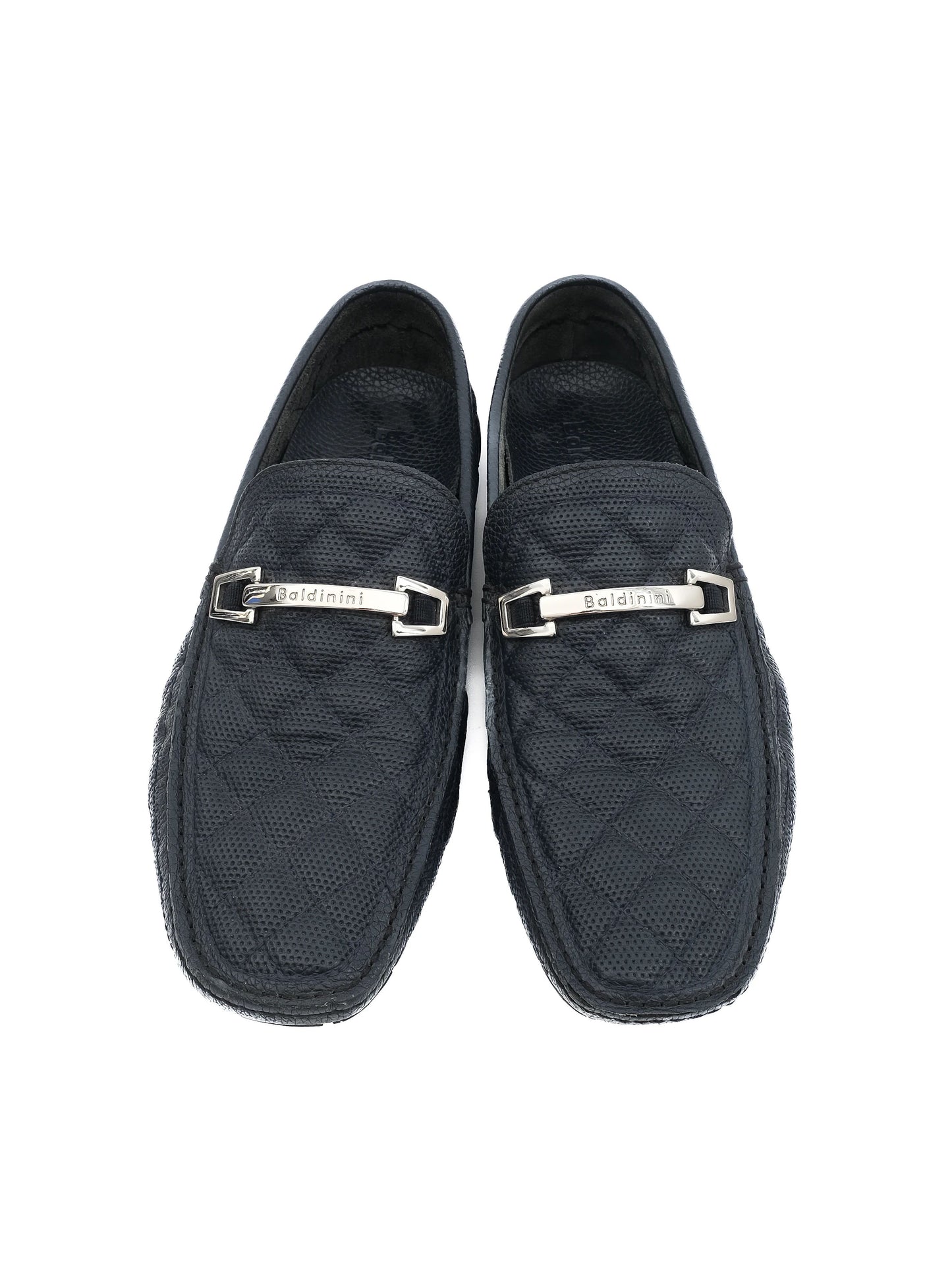 excellent baldinini blue leather loafers size 43 for men