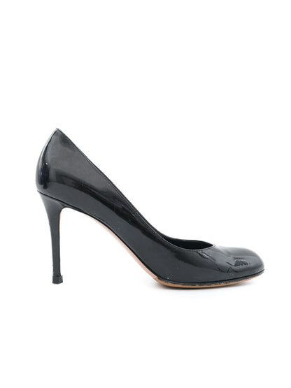 Excellent Gianvito Rossi Black Leather Stiletto Heels Size 37.5