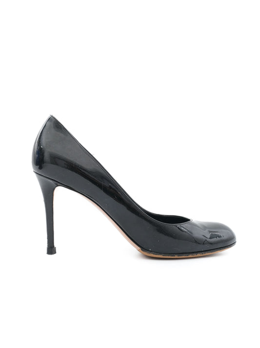 Excellent Gianvito Rossi Black Leather Stiletto Heels Size 37.5