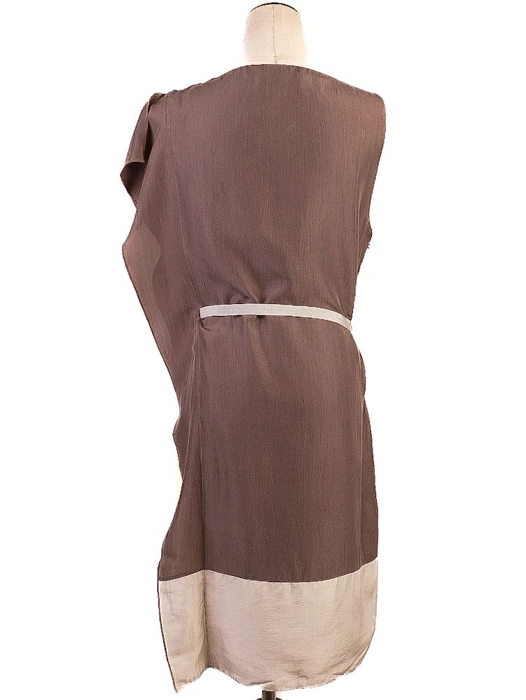 good trussardi gray silk sleeveless dress size m with belt