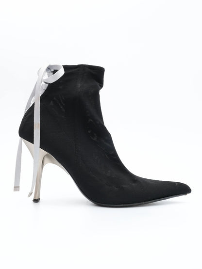 Vicini Black High-Heeled Shoes Size 38 with Lace-Up Detail